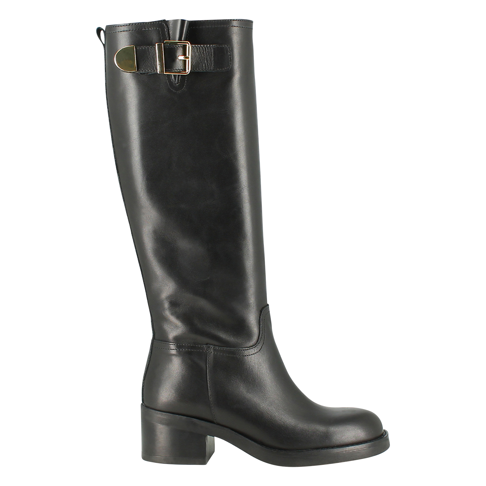 IRENA - Bottes hauts à boucles en cuir | Noir