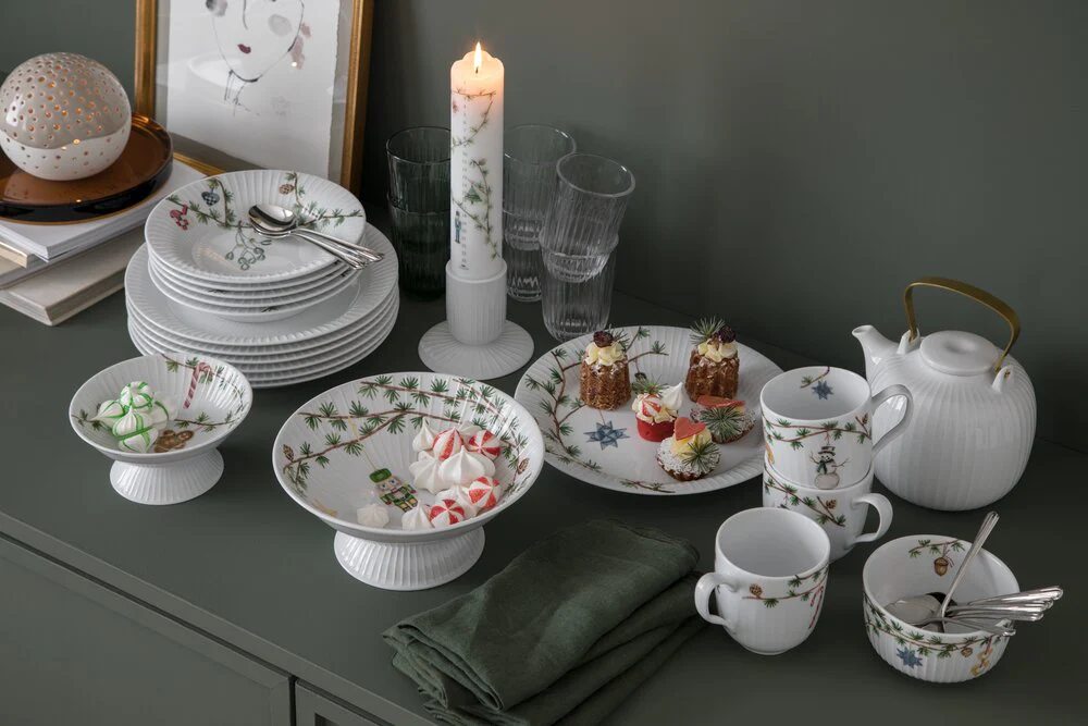 Kähler  Hammershøi Christmas opsats, hvid m. deko - Ø23 cm.