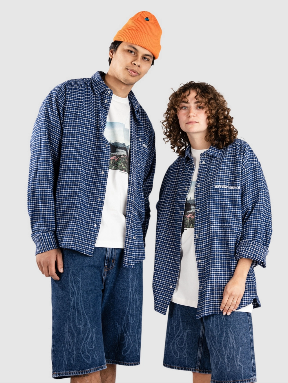 Beyond Medals Checkered Shirt blue