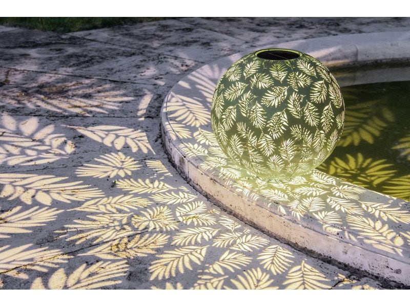 STT Laterne Solar Antic Ball Bamboo, Ø 30 cm, Grün Solarleuchte zum Aufstellen