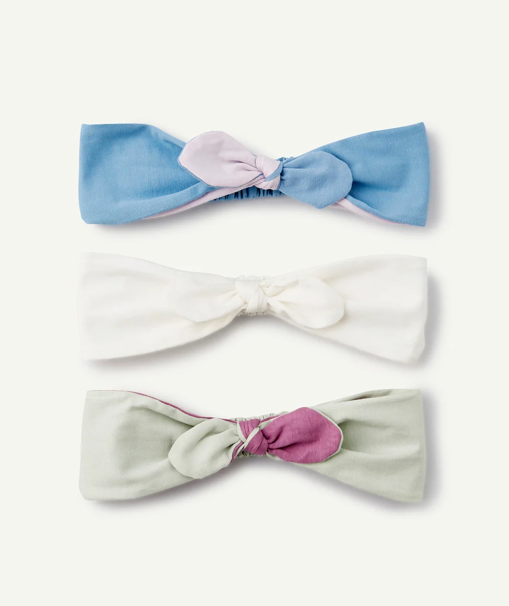 LOT DE 3 BANDEAUX FILLE RÉVERSIBLES AVEC NOEUDS