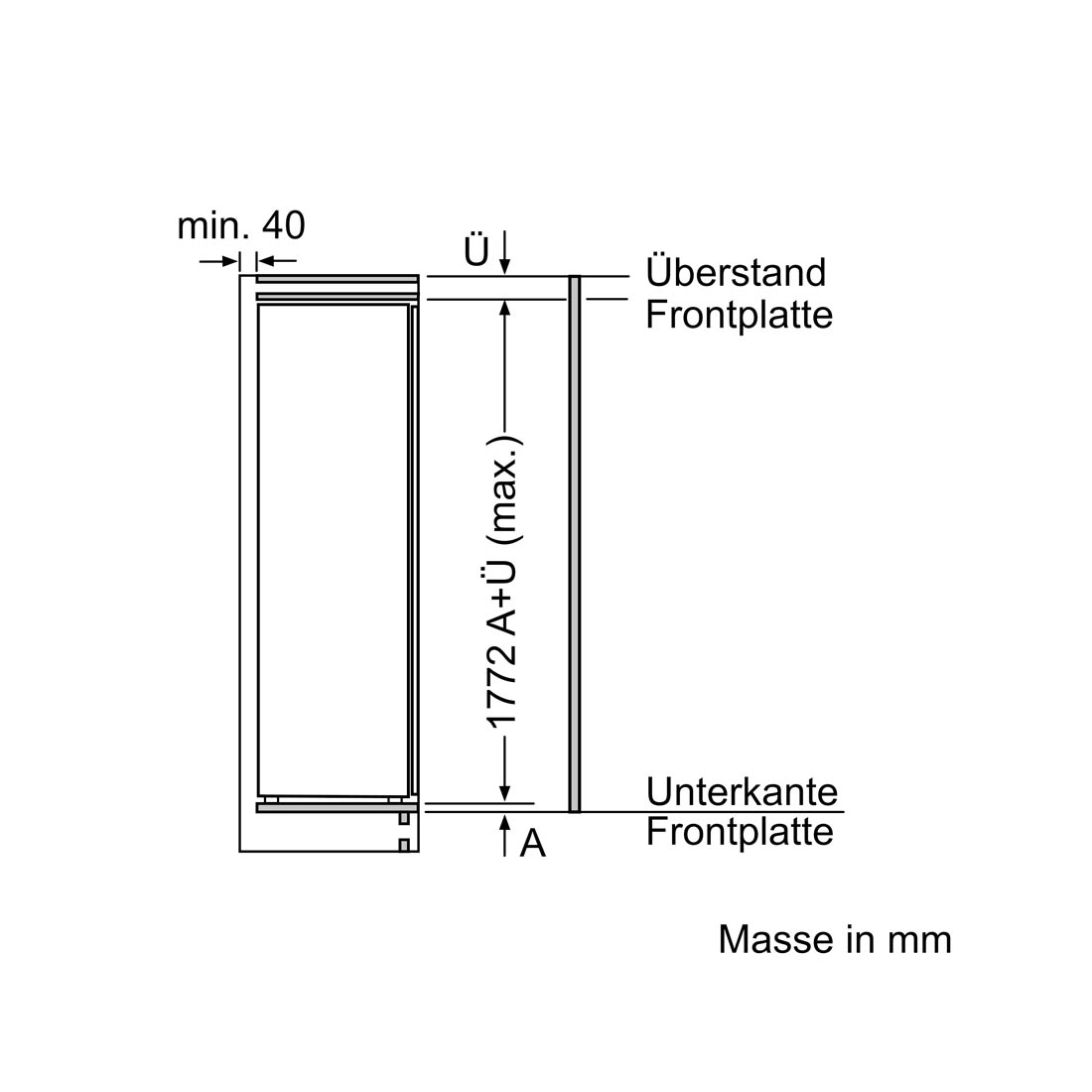 Bosch KIL82NSE0 Einbau-Kühlschrank mit Schleppscharnier 177.5 cm E