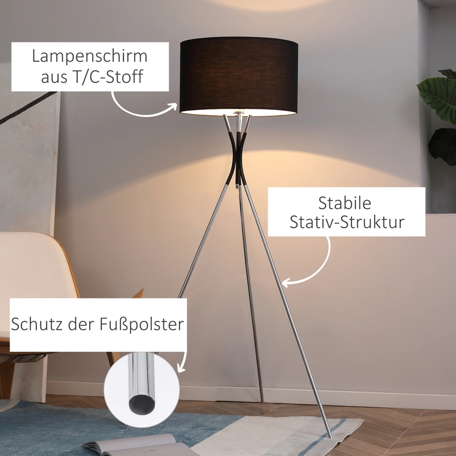HOMCOM Stehleuchte mit elegantem Design und Dreibeinfuß bunt