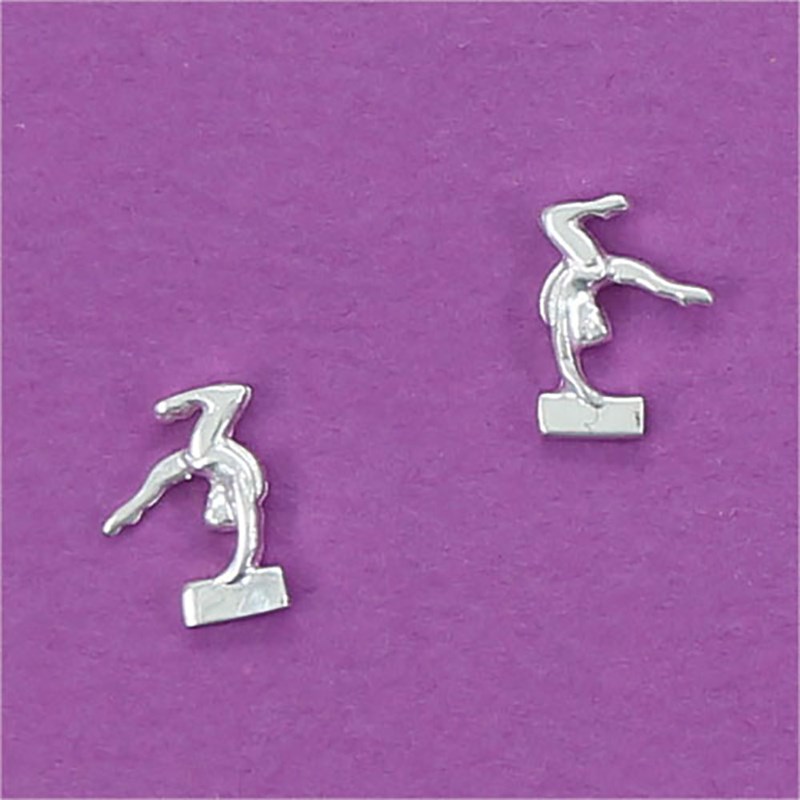 Boucles d'oreilles gymnaste à la poutre - Argent massif