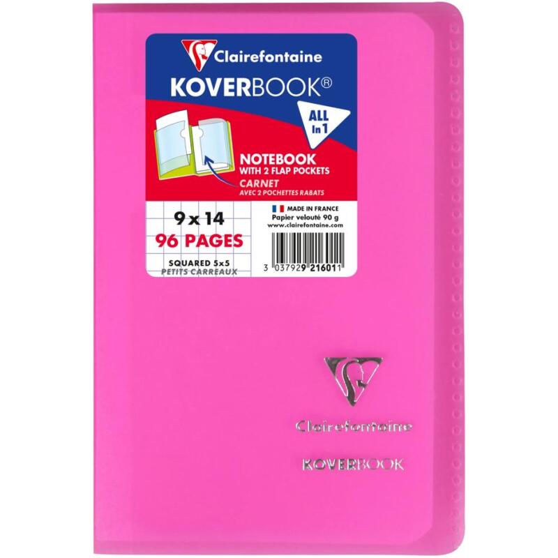 Carnet piqué Koverbook 9x14cm 96 pages petits carreaux couverture polypropylène transparent - Assortis