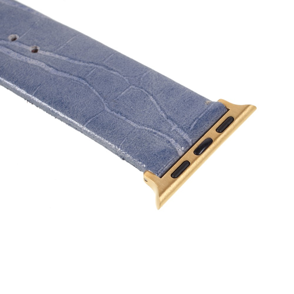 Apple Watch (49/46/45/44 mm) Ersatz Echtleder Armband im Kroko Look (Gelenkumfang: 180-230mm) - Blau