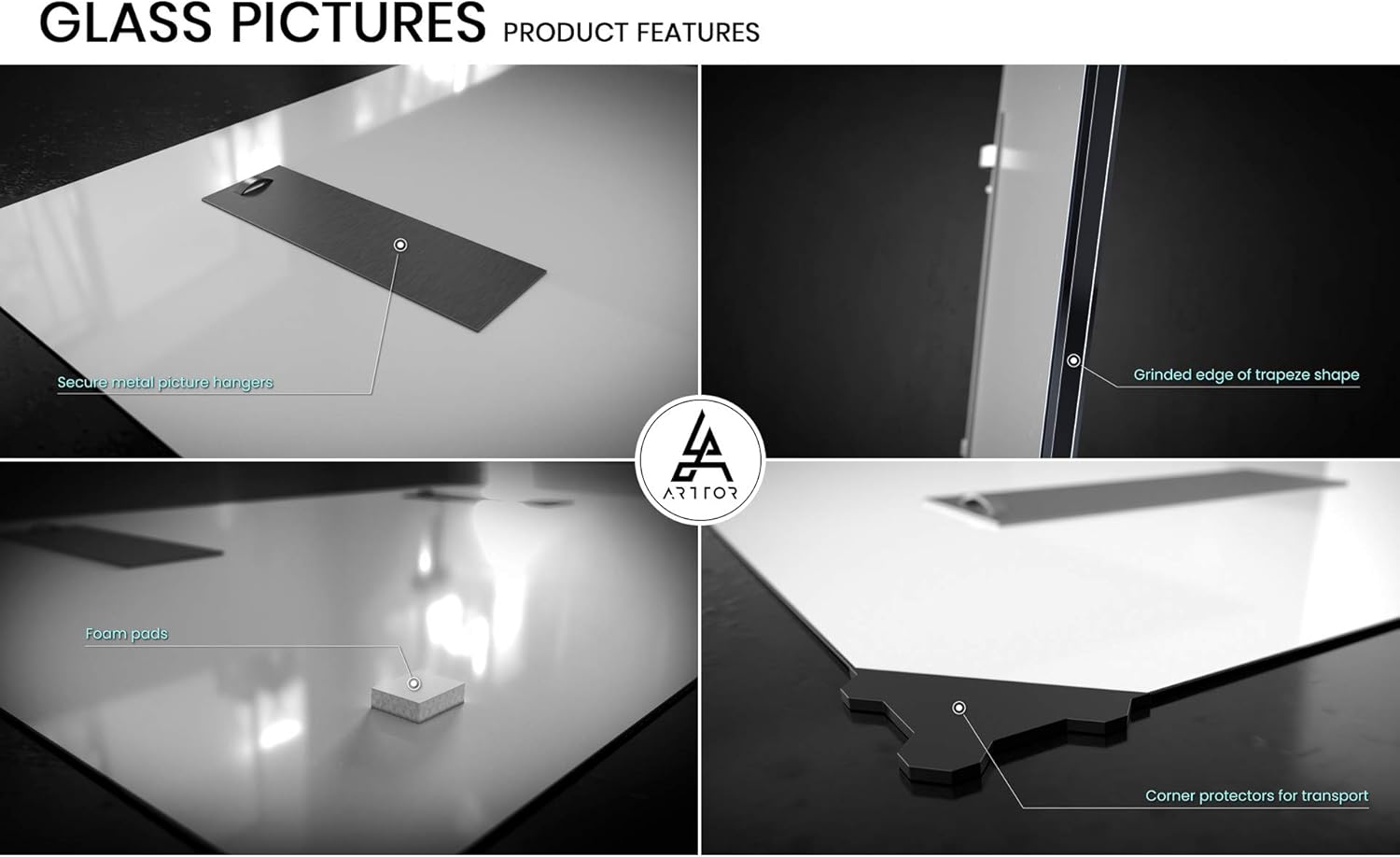 Panorama Bilder auf Glas 160x50cm Glasbild Grafik geometrische figuren kreis Groß XXL Wanddeko Schlafzimmer Küche Wandbilder Dekoration Wohnzimmer Modern Wand Kunstdruck Art GAB160x50-0599