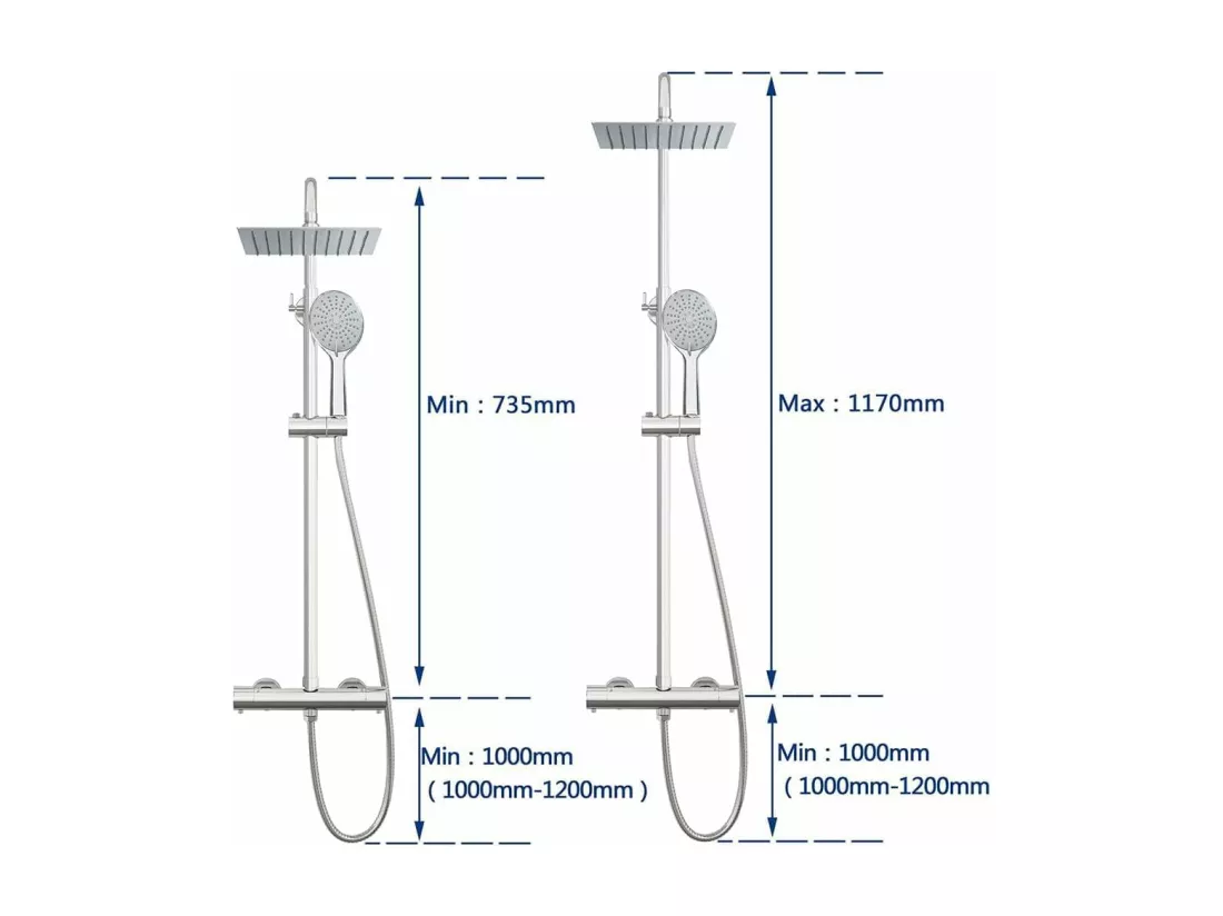 AICA Colonne de douche thermostatique, avec mitigeur thermostatique