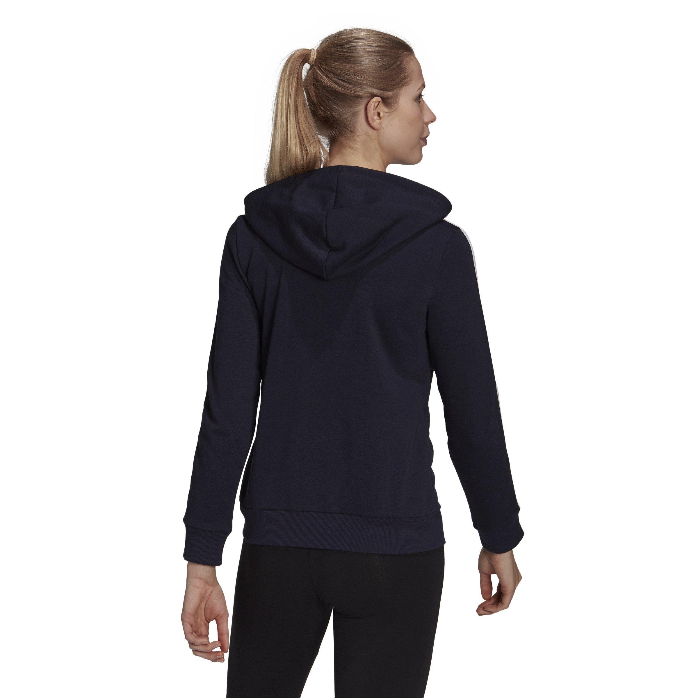 adidas Essentials 3 Stripe Zip Track Hoodie Womens