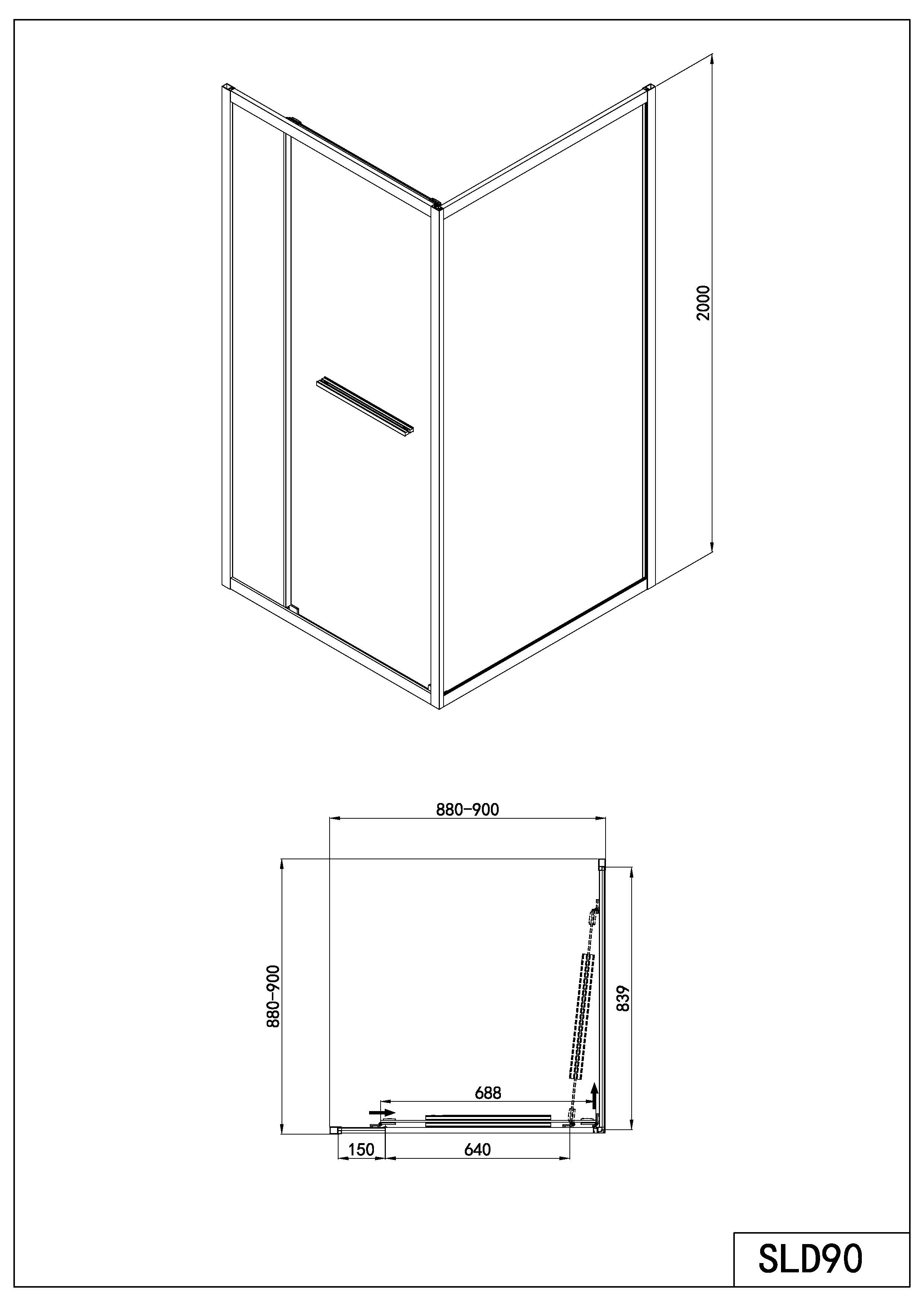 Badstuber Tono douchecabine met schuifdeur 90x90cm chroom