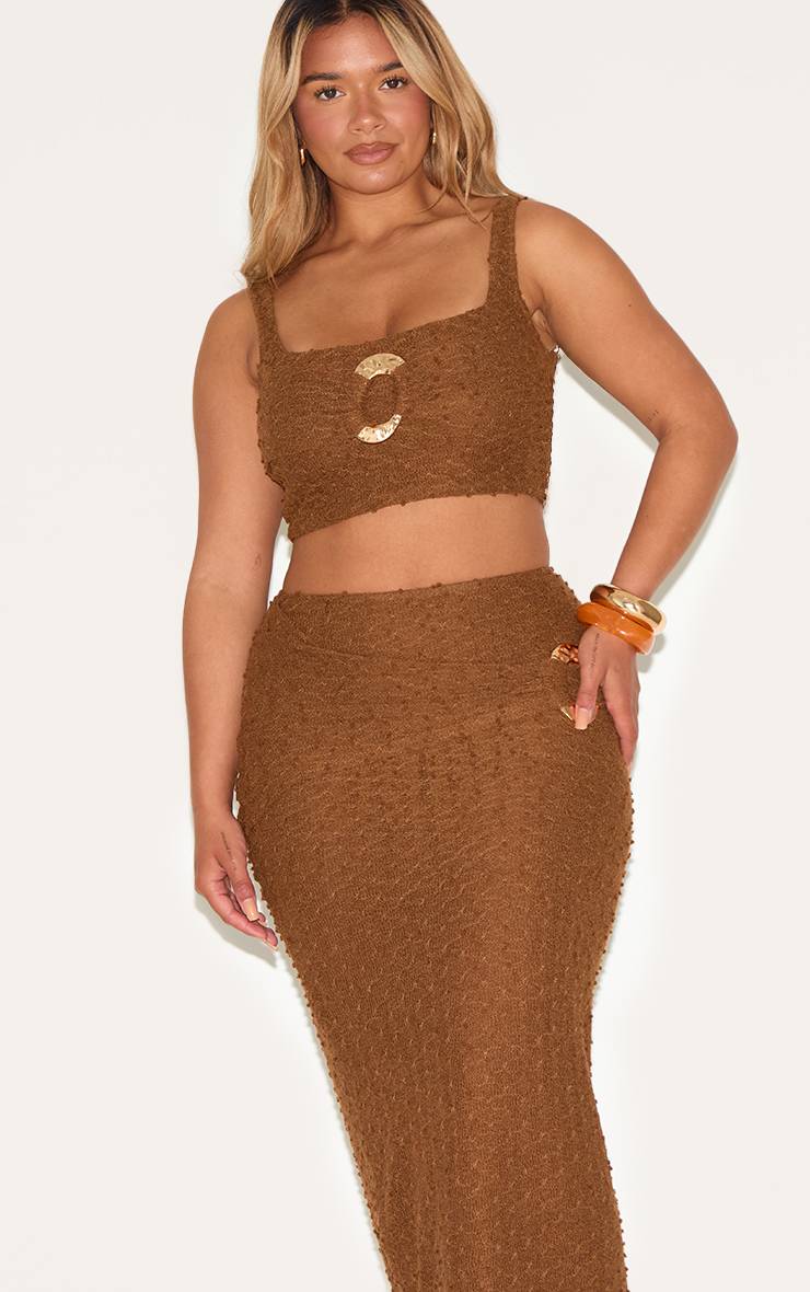 Moka Jupe Mi-longue Texturée Citron Avec Anneau Martelé Doré Shape