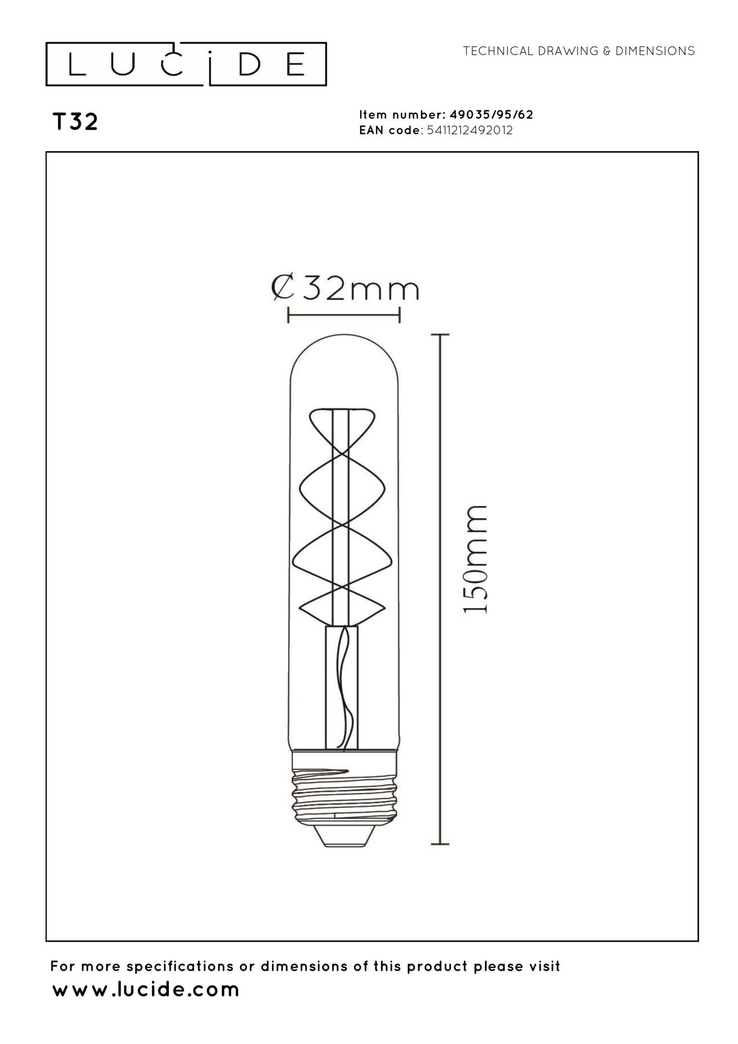 Lucide T32 Filament lamp - Amber (set van 4)