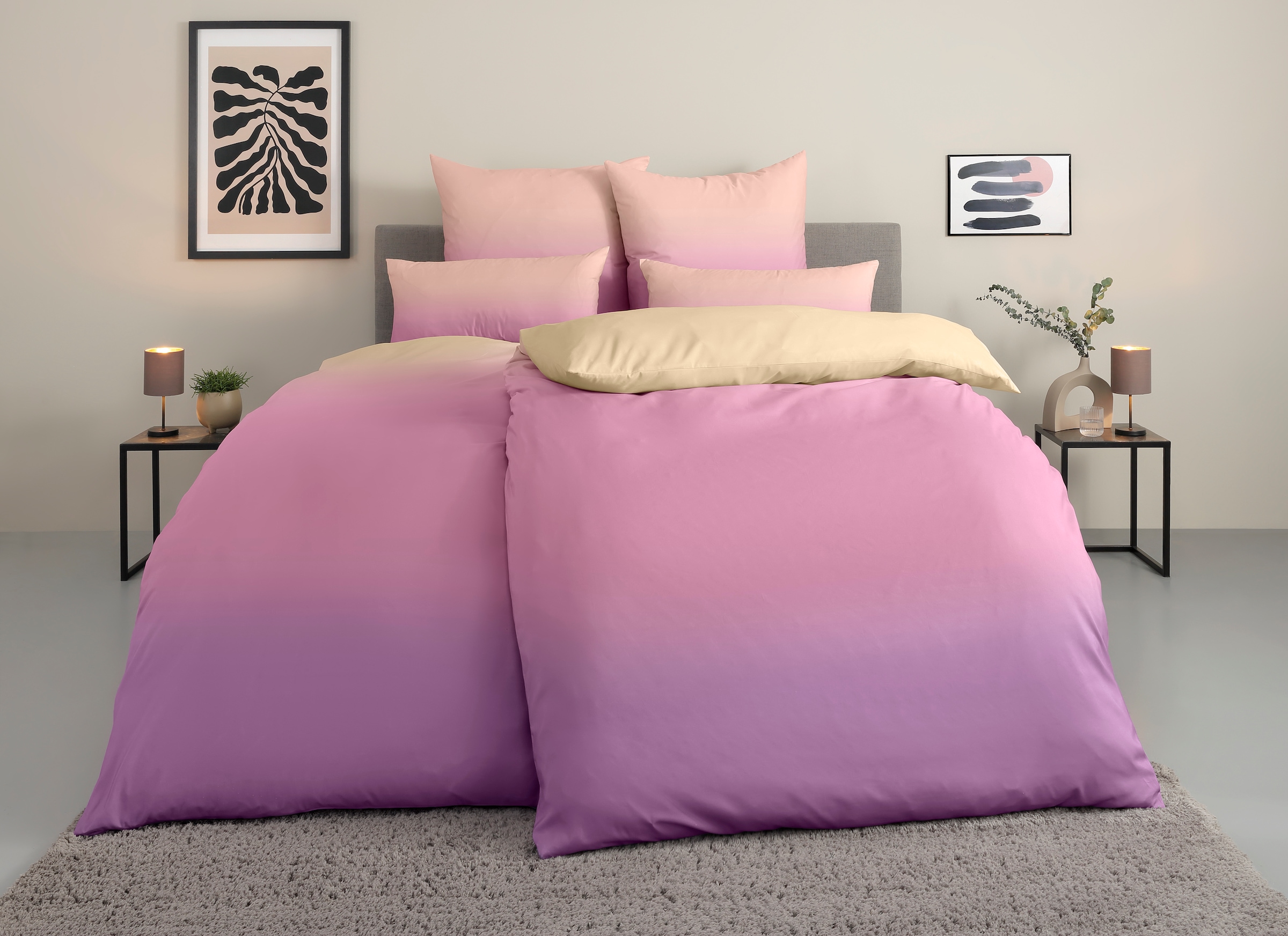 my home Bettwäsche »Jareth« 2 Stk. tlg. 100 % Polyester, sehr weich, allergikerfreundlich, mit Farbverlauf