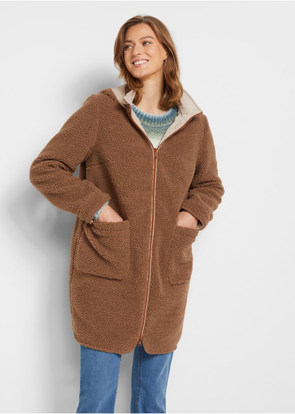 Parka réversible en maille peluche en polyester recyclé