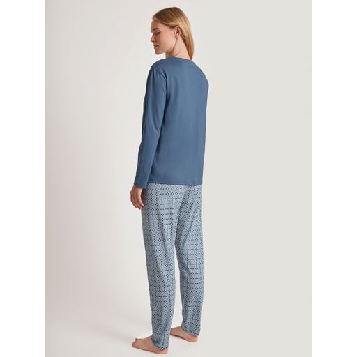 Calida Ornament Dreams Pyjamassæt, Blue Cotton, L