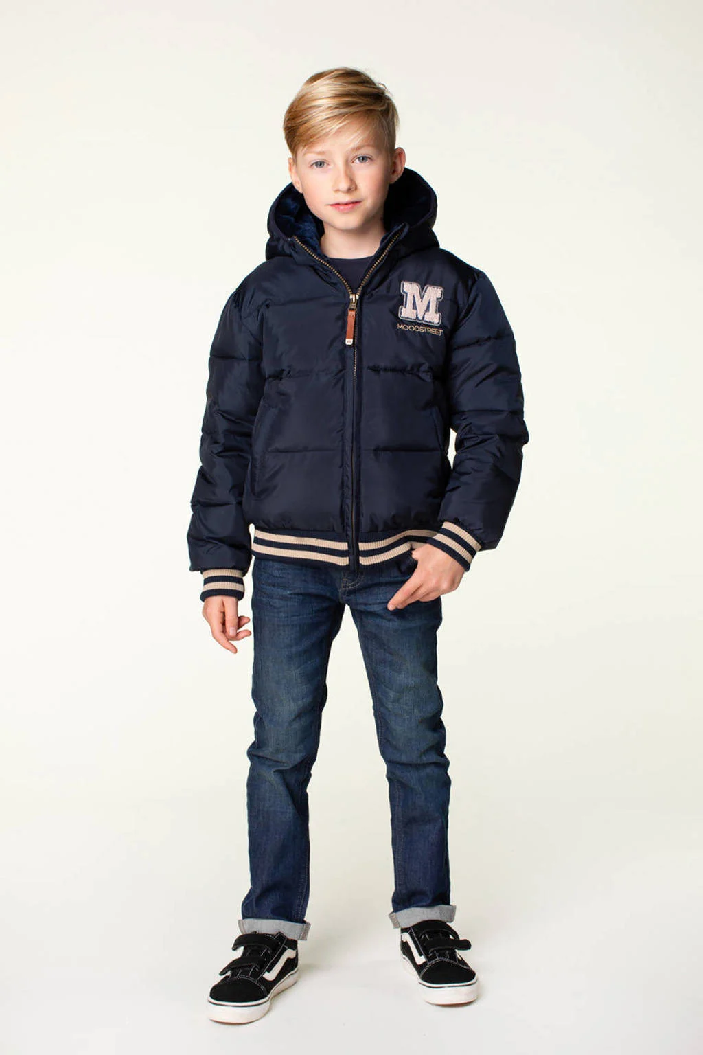 Moodstreet gewatteerde winterjas Justin donkerblauw