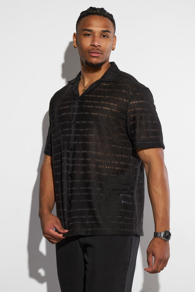 Chemise noire ajourée