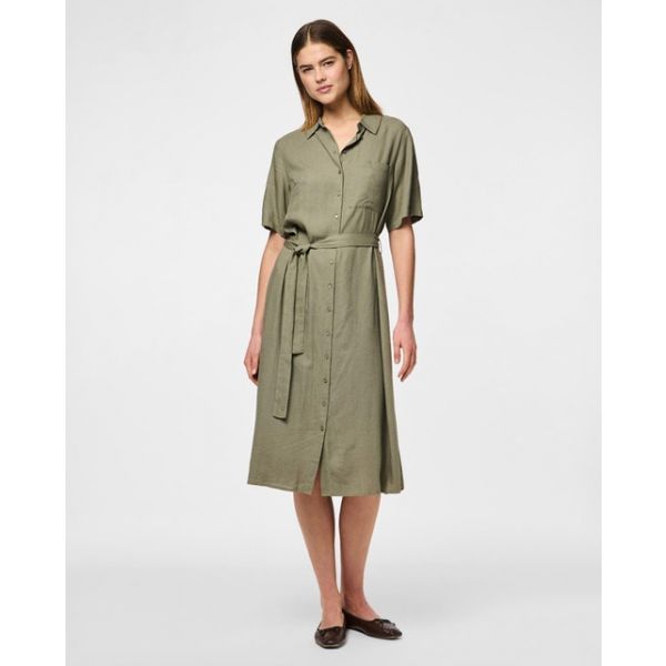 Pieces Vestido Midi De Manga Curta Pia Deep Lichen Green S