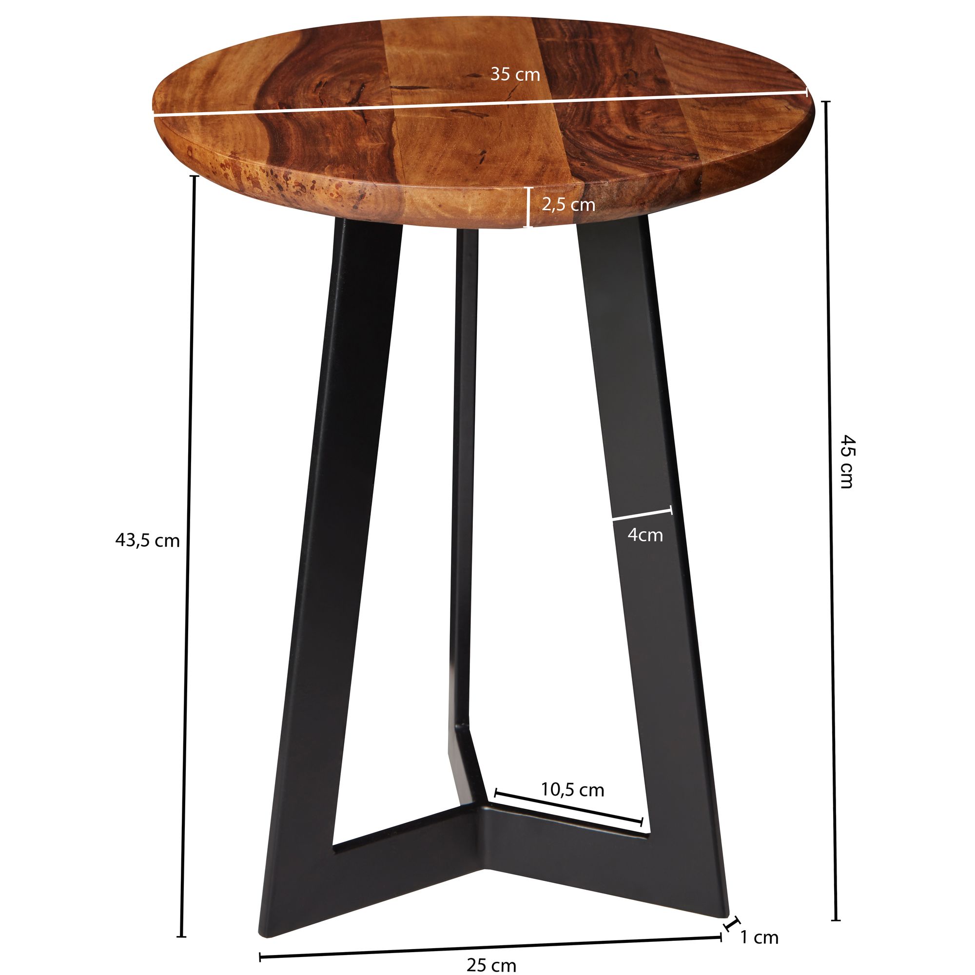FineBuy Beistelltische 2-teilig Sheesham Metall Holz-Satztisch Industrial Hocker