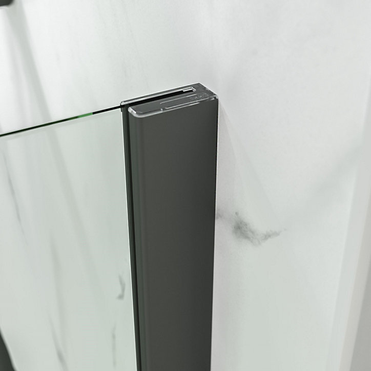 Paroi de douche à l'italienne 200 x 100 cm verre transparent anticalcaire profilé finition gun metal Schulte NewStyle