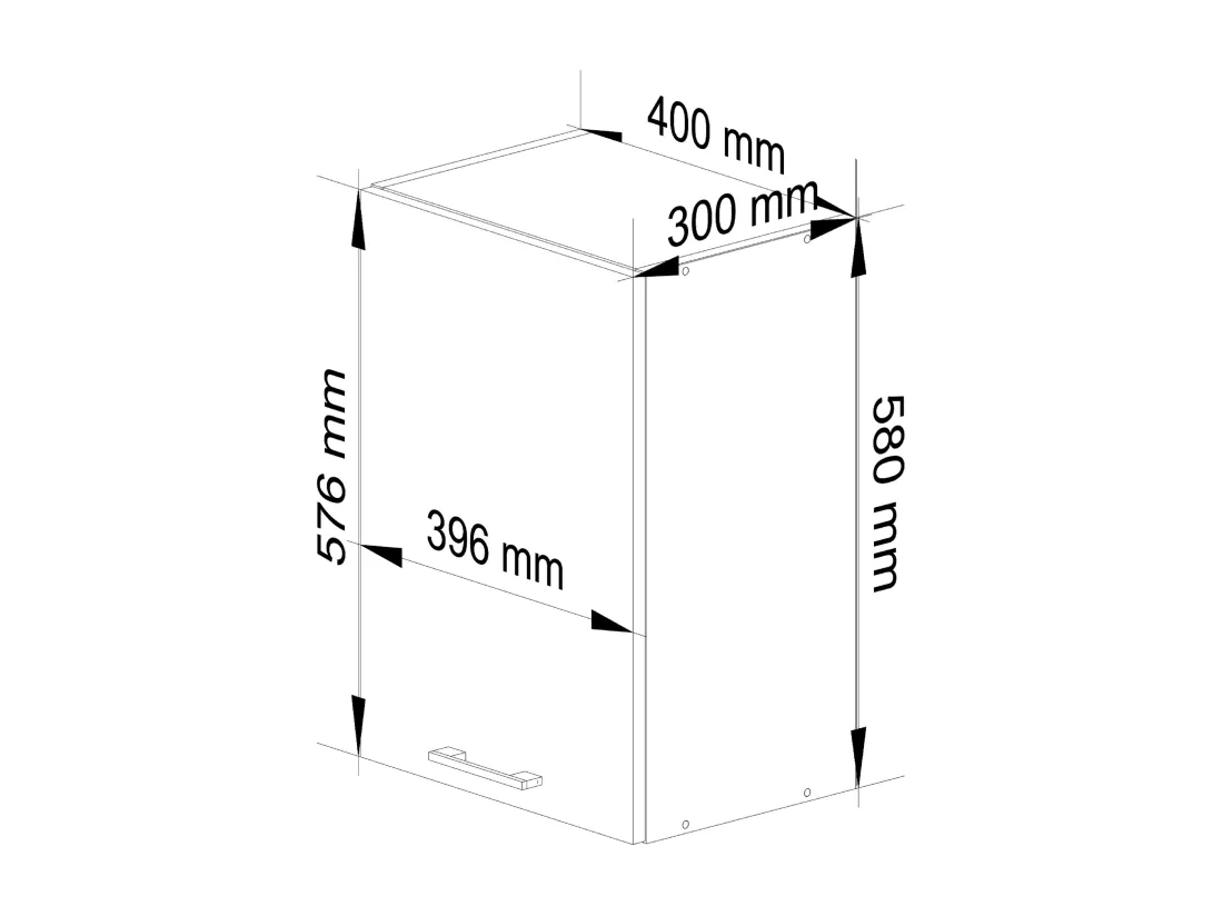 Armoires de cuisine haute AKORD W40 OLIWIA Blanc 40 cm 1 porte façade Blanche 2 étagères 40x30x58 cm