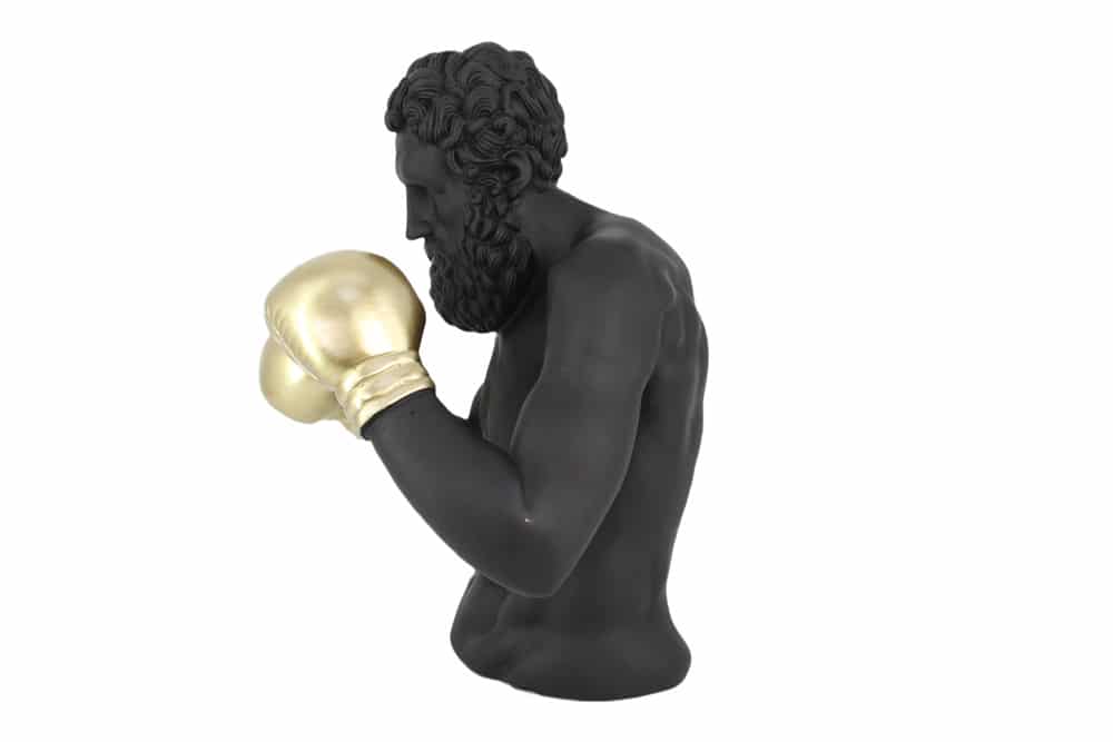 Einzigartige Statue BOXER 50cm schwarz gold handmade Skulptur Deko-Figur