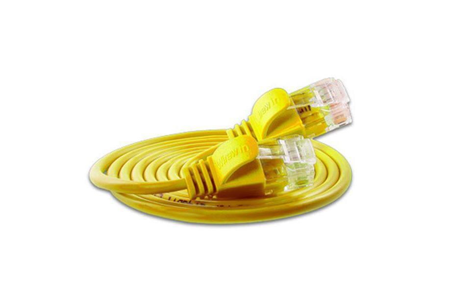 Slimpatchkabel RJ-45 - RJ-45, Cat 6, UTP, 0.5 m, GelbLightpatchkabel rund, ungeschirmtes Twisted-Pair-Kabel (U/UTP) mit Klinkenschutz