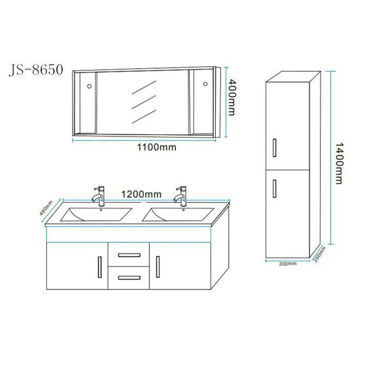 Simba Meuble salle bain double vasque - White Malibu