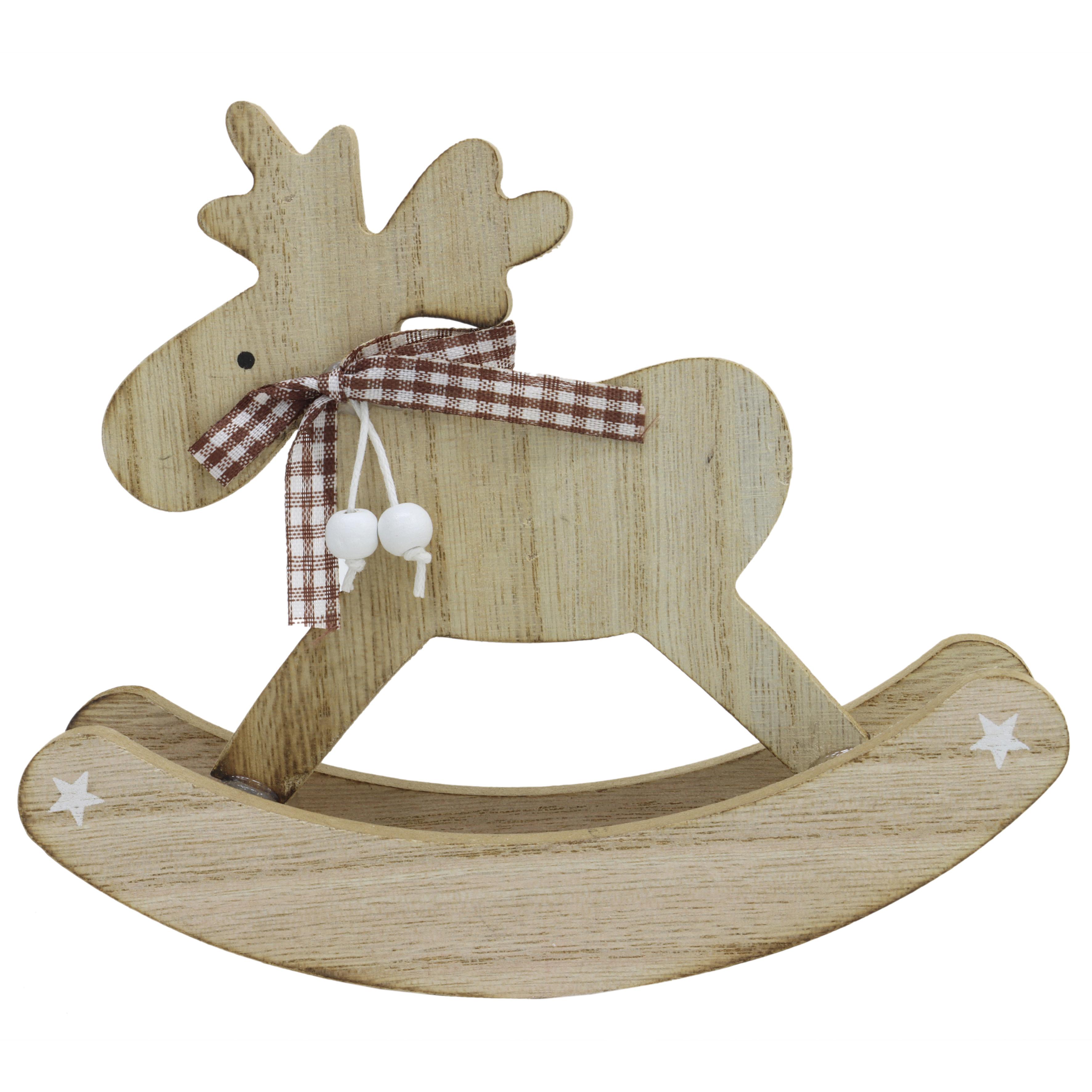 CERF NOEL A BASCULE BOIS 15X14CM