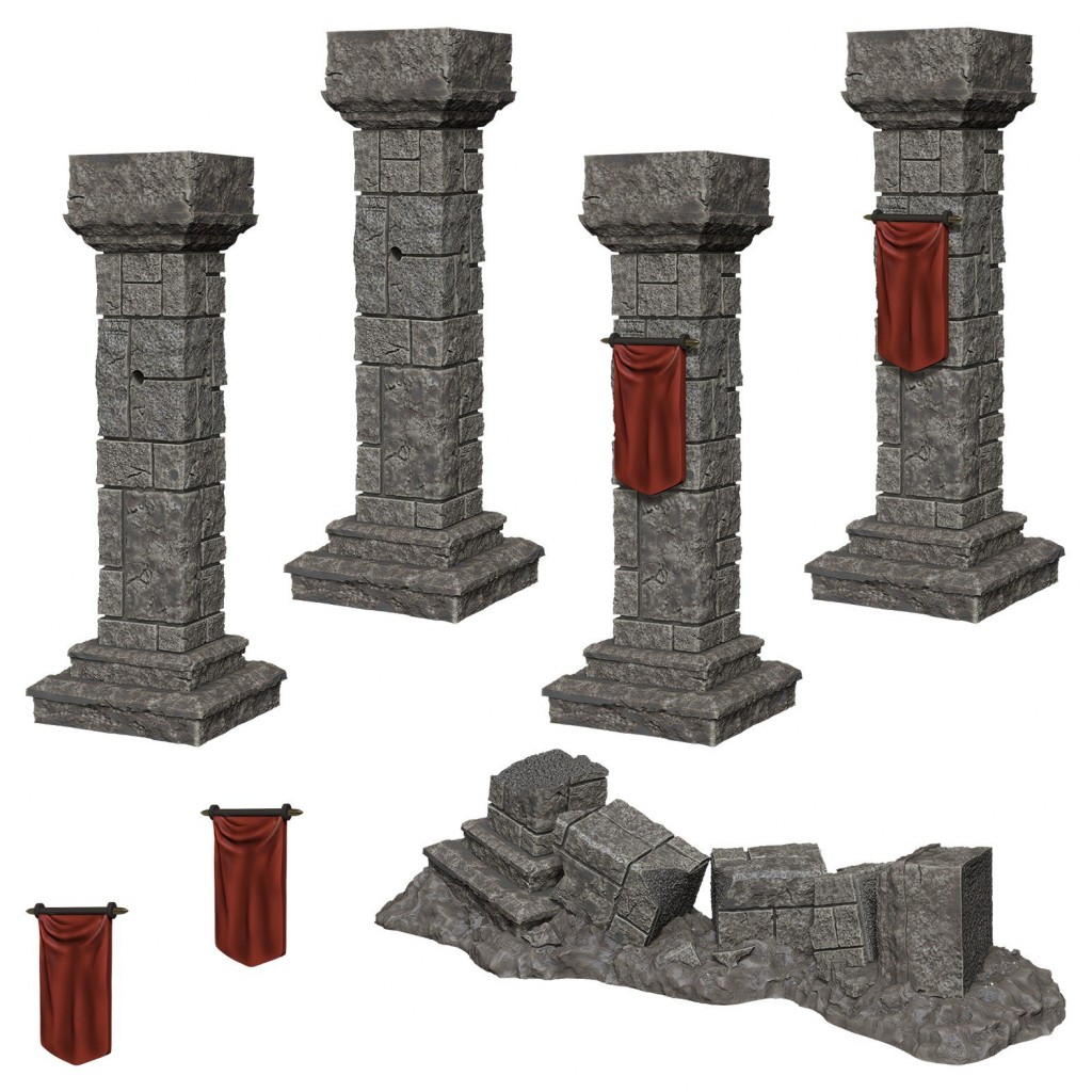 Wizkids Deep Cuts Unpainted Miniatures: Pillars & Banners