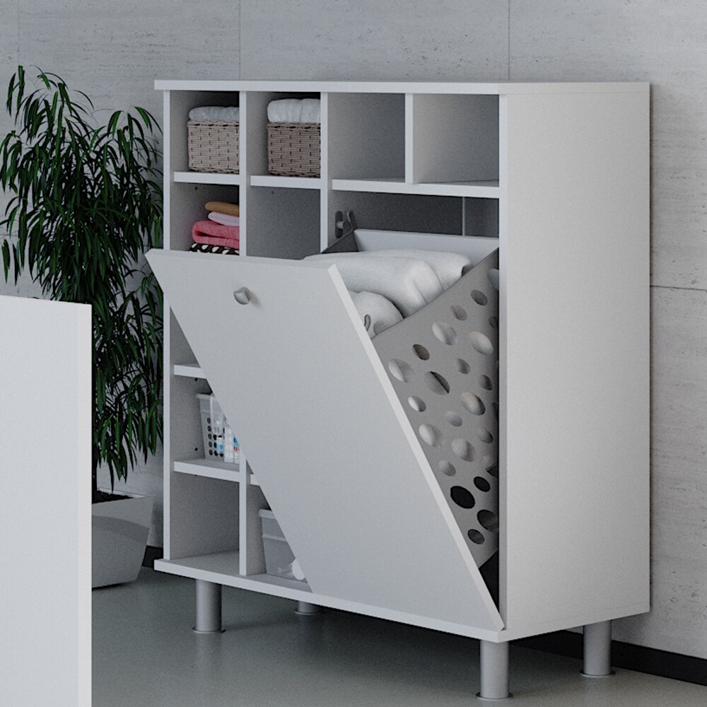 Vicco Wäscheschrank Fynn Badschrank mit Wäschekorb Badezimmerschrank Badmöbel