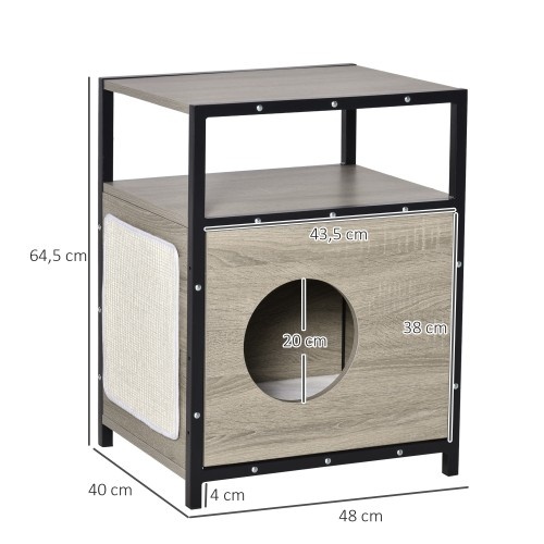 Casinha de madeira para gatos Pawhut, cor carvalho