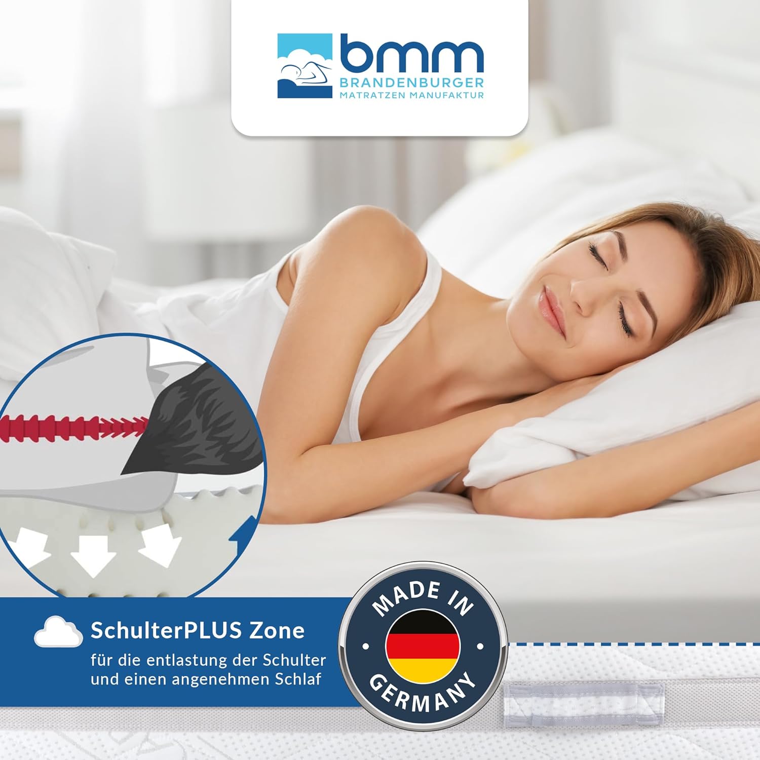 BMM Matratze 120x200cm Komfort 23 H2 medium/Kaltschaummatratze Öko-Tex Zertifiziert/ergonomische 7 Zonen Matratze Höhe 23cm Komfort 23 / Matratzen produziert in Deutschland