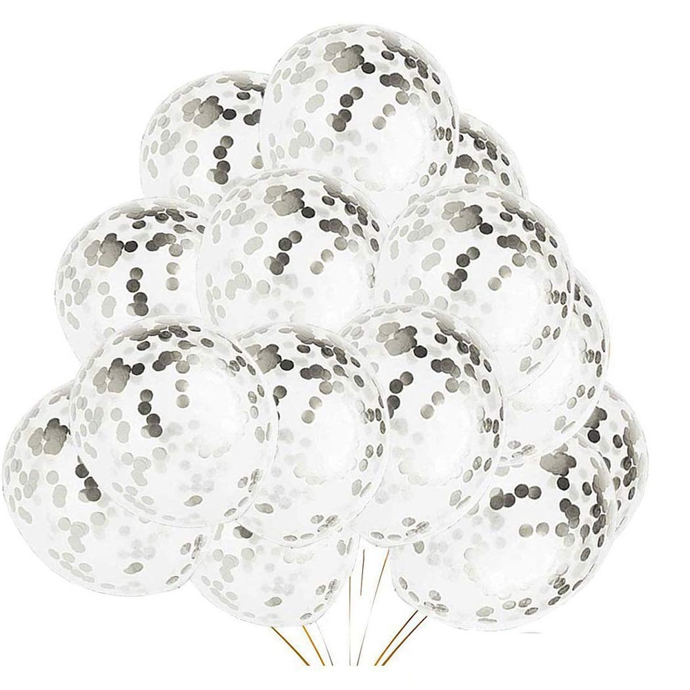 (29-tlg. Set) Party Ballons Latex- und Folienballone mit Konfetti   Tischläufer / Lametta - Silber
