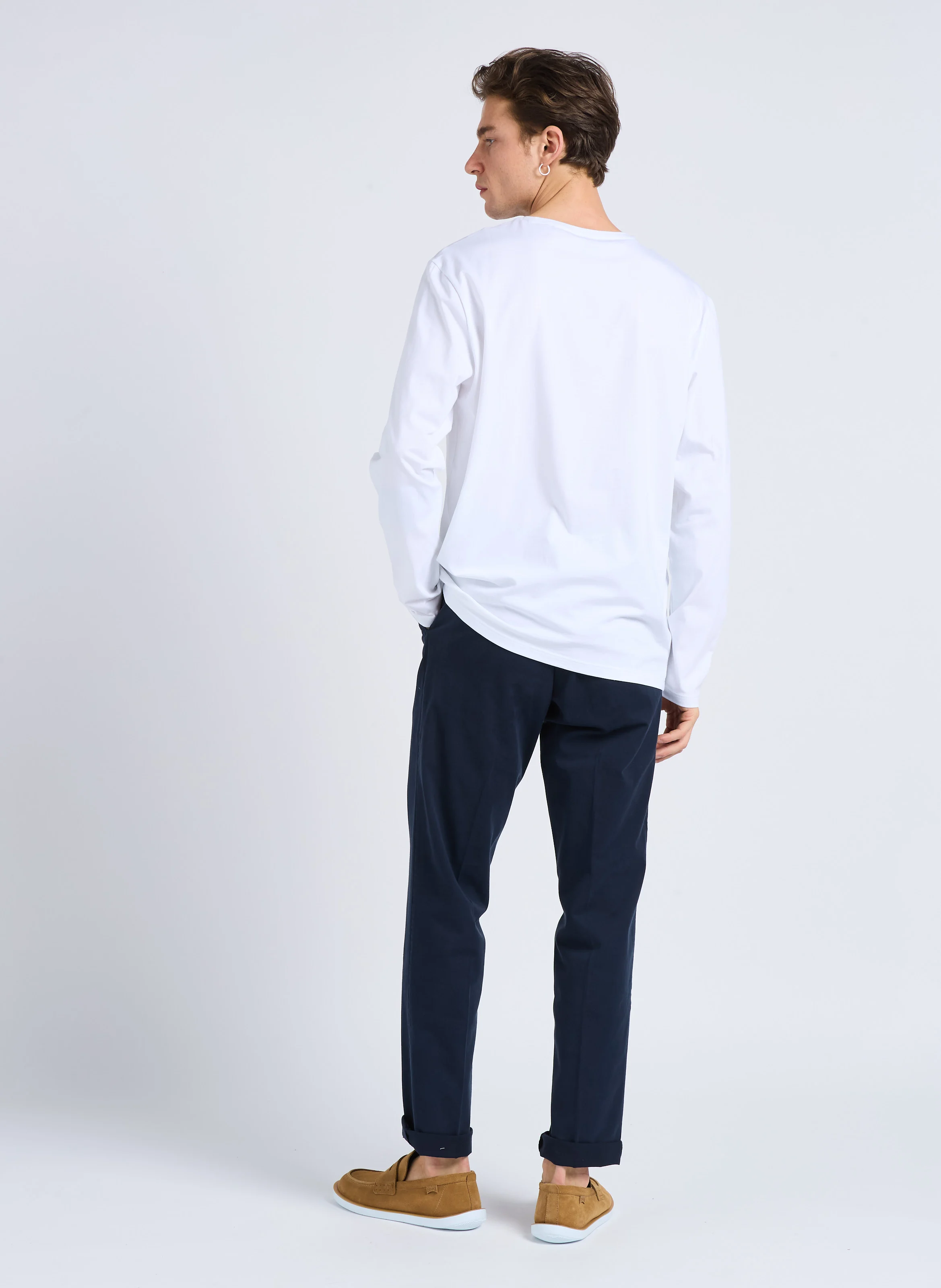 Pantalon à pinces regular-fit en coton | Bleu