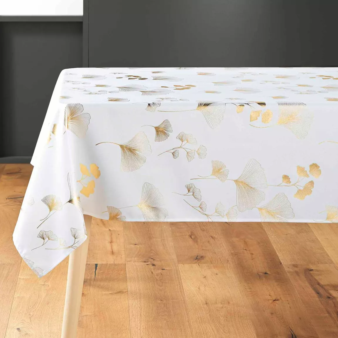 Nappe rectangulaire (150 x 300 cm) Bloomy Blanche
