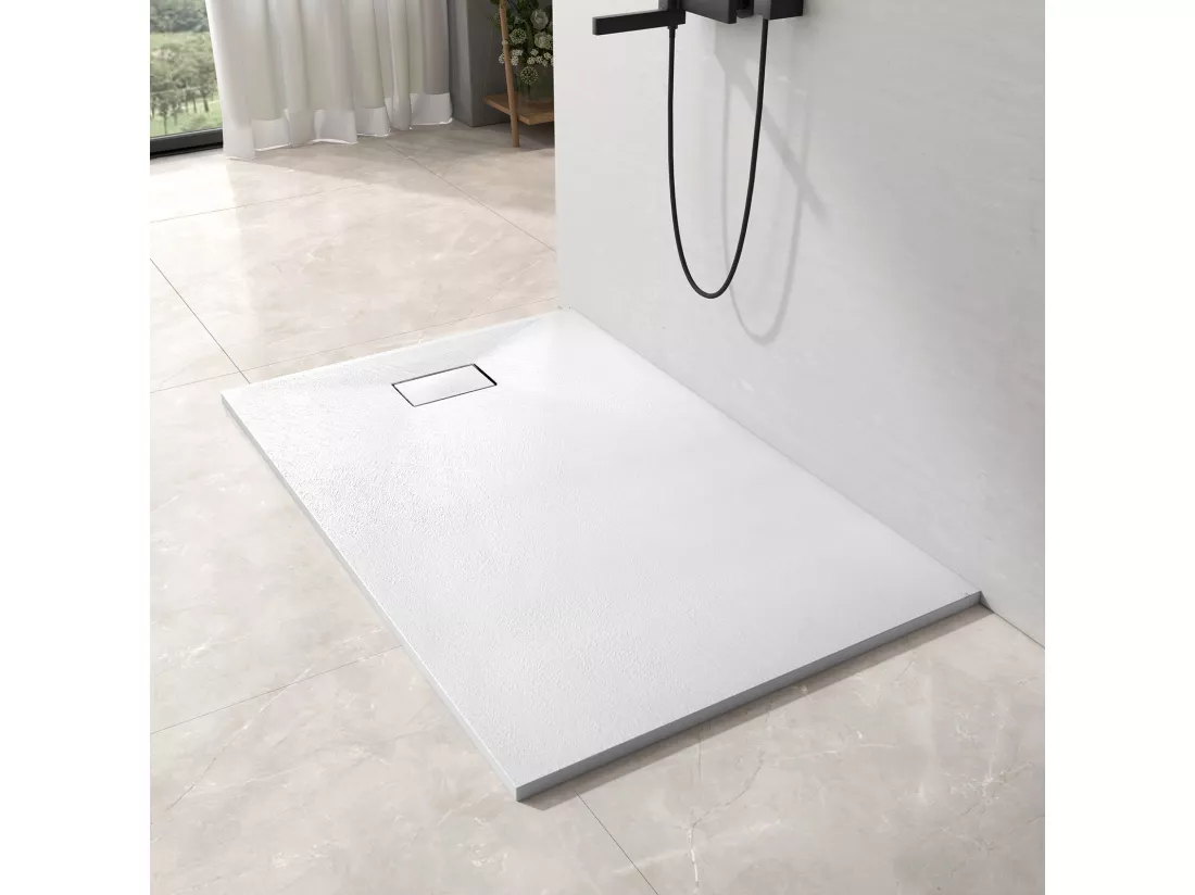 EMKE Receveur de douche receveur de douche plat antidérapant SMC receveur de douche à découper, 120x90cm | Blanc