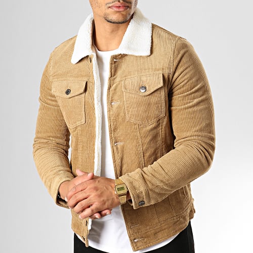 Veste Velours Col Mouton Beige