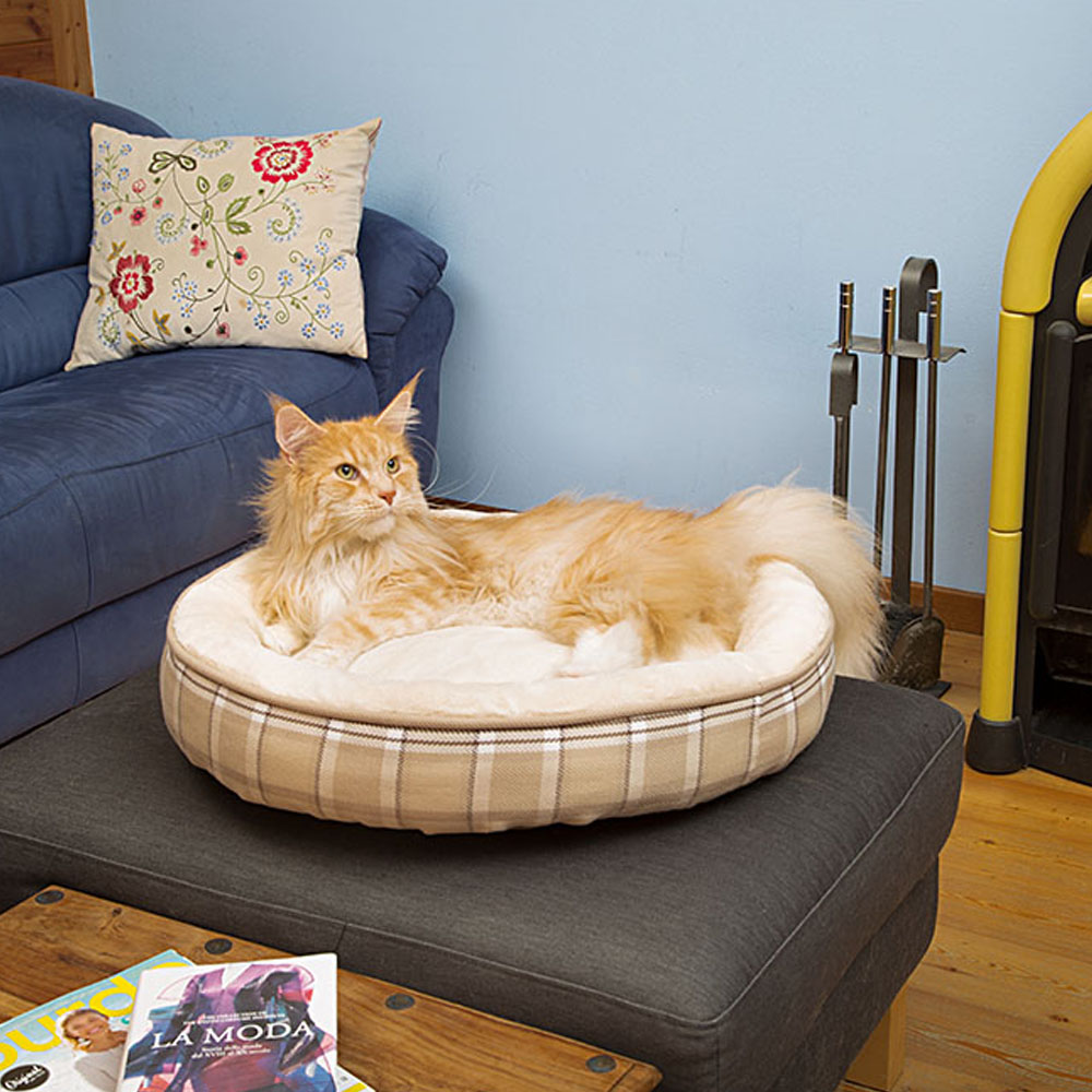 Ferplast couchage rond pour chiens et chats lagoon 60, coussin pour animaux, fourrure douce et écologique, lavable, ø 63 x 11 cm,