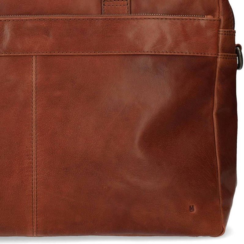 Manfield Cognac leren laptoptas inch