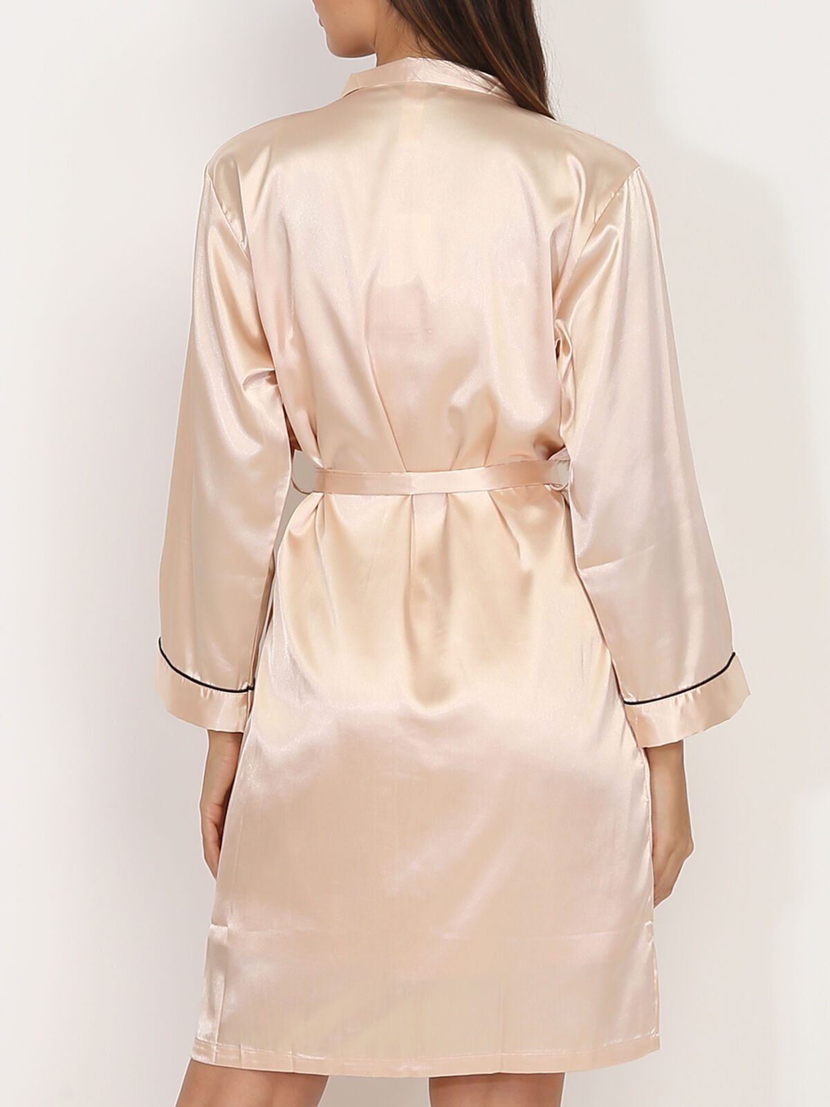 Ensemble kimono et nuisette rose doré satinés Doré rose- Doré rose
