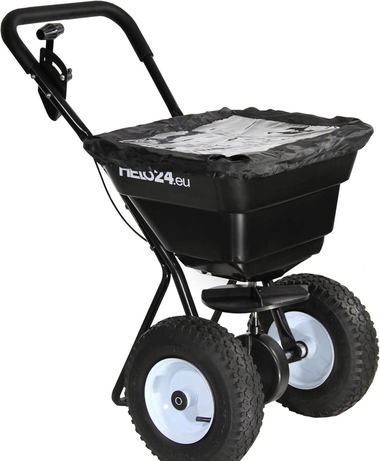 Helo Düngerstreuer Handstreuer Rasen Streuwagen Saatgutstreuer Salzstreuer Handstreuer 29L Streuer schwarz S2