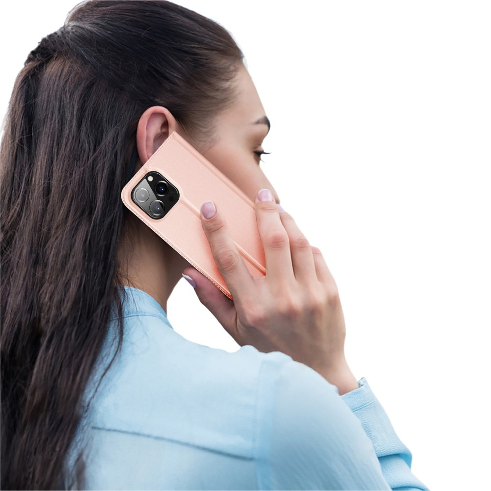 iPhone 14 Pro Flip Wallet Cover Leder Tasche - Roségold