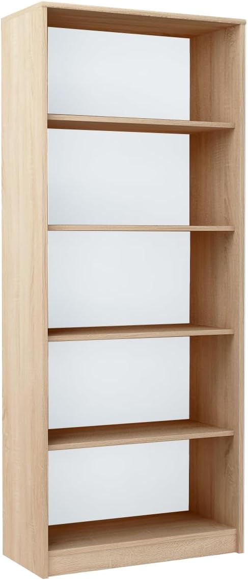 Home Collective Bücherregal mit 5 Ebenen Regal in Matter Ausführung 74 cm breit Standregal mit 4 Einlegeböden für Schlafzimmer Wohnzimmer Flur strapazierfähige Laminatplatte 16 mm dick Sonoma