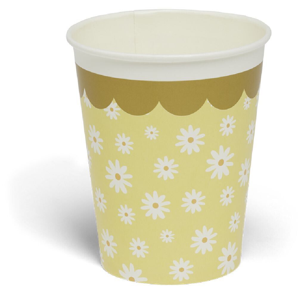 Lot de 8 gobelets motif pâquerette carton 24cl - 4 coloris