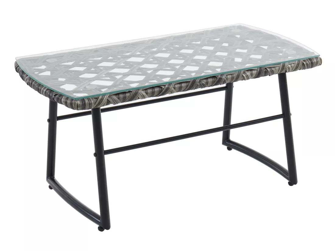 Salon de jardin en résine tressée : 1 canapé 2 places, 2 fauteuils et une table basse - Gris anthracite - JONAH de MYLIA