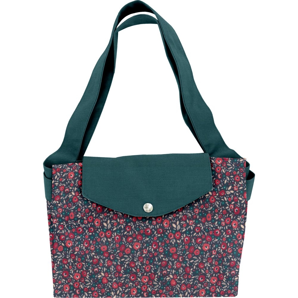 Grand Sac Cabas En Tissu Camelias Rubis