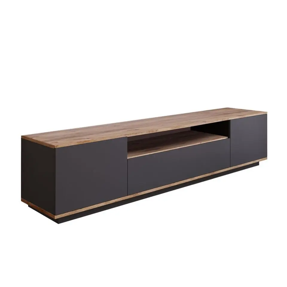 CALICOSY - TV-Meubel FR7-AA - Handgemaakt eiken / grijs - 44,6x180x44,5 cm
