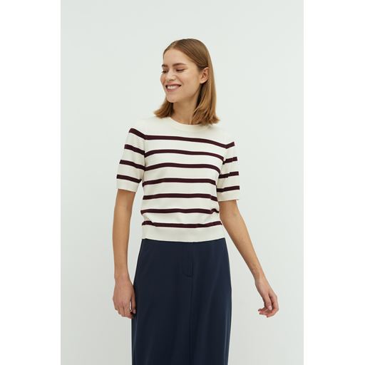 mbyM Carla-M Strikbluse, Sugar Wine Stripe, L