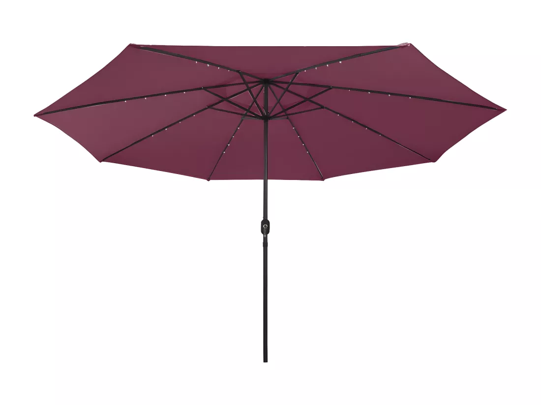 Parasol d'extérieur avec LED et mât en métal 400 cm Bordeaux
